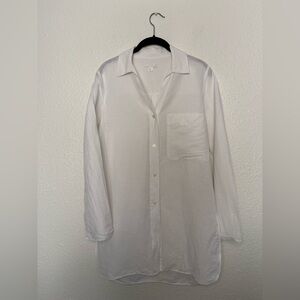 COS Crisp White Linen Blend Long Sleeve Button Down Tunic Top Women’s XS